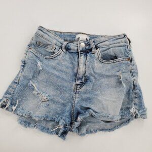 H&M Woman's‎ Blue Ripped Shorts Size 4 Cottton 99%